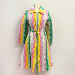 Celia B squiggly rainbow stripe quilted Juniper Coat size Large